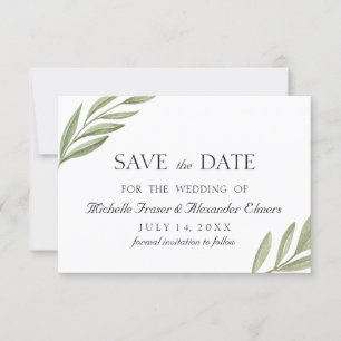 Elegant branch of greenery Botanical save the date RSVP Card