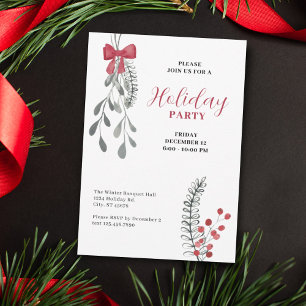 Elegant Branches and Bow Christmas Party Holiday Card