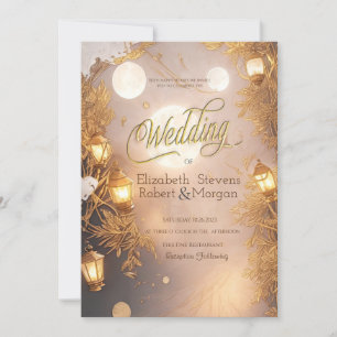 Elegant Branches Rustic Lantern Wedding Invitation