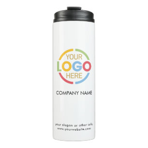 Elegant Branded Black White Company Business Logo Thermal Tumbler