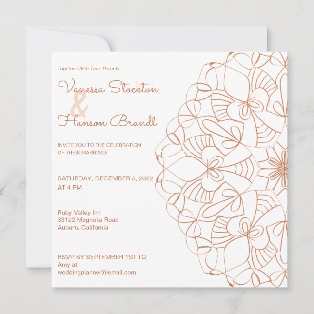 Elegant Brass Mandala Wedding Invitation (Front)