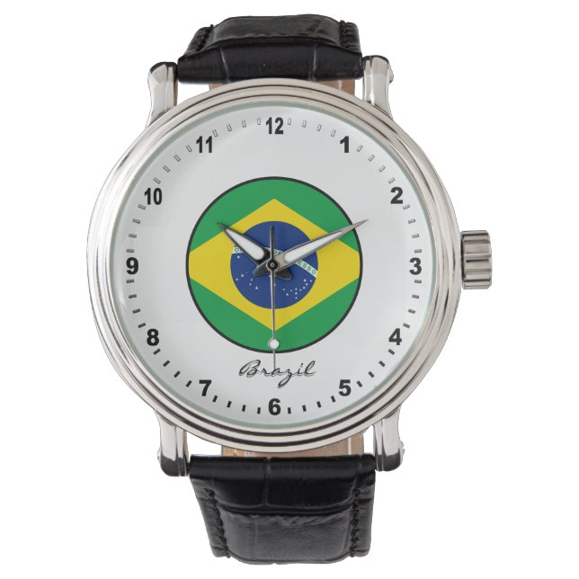 Elegant Brazil Watch & Brazilian Flag  (Front)