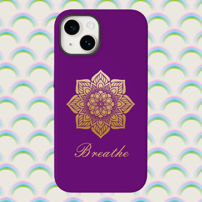Elegant Breathe Deep Purple and Gold Mandala Case-Mate iPhone Case (Creator Uploaded)