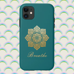 Elegant Breathe Gold Mandala on Rich Green Case-Mate iPhone Case