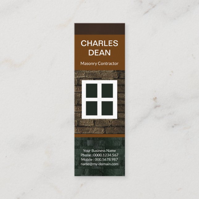 Elegant Brick Works Modern Stone Home Masonry Mini Business Card (Front)