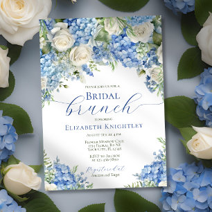 Elegant Bridal Brunch Blue Hydrangea Bridal Shower Invitation