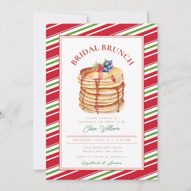 Elegant Bridal Brunch Christmas Pancake Invitation (Front)