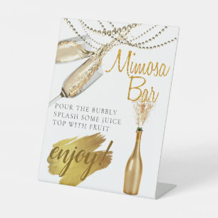 Elegant Bridal Brunch Mimosa Bar Pedestal Sign