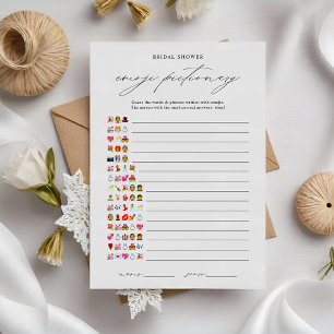 Elegant Bridal Emoji Pictionary Game Card