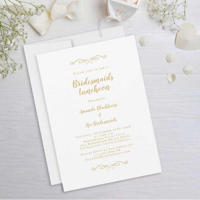 Elegant Bridal Luncheon Bridesmaids Gold Classic Invitation (Creator Uploaded)