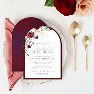 Elegant Bridal Luncheon Floral Burgundy Invitation