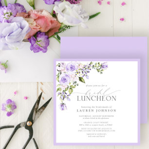 Elegant Bridal Luncheon Floral Lilac Lavender Invitation