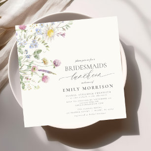 Elegant Bridal Luncheon Wildflower Sage Green Invitation