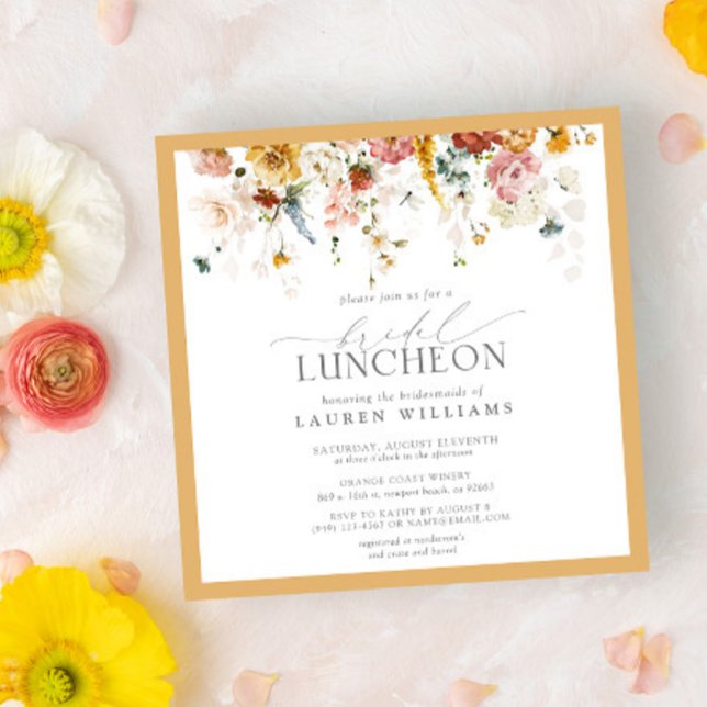 Elegant Bridal Luncheon Wildflower Yellow Invitation (Creator Uploaded)