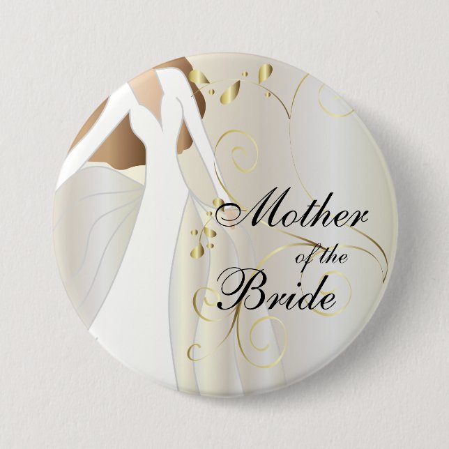 Elegant Bridal Party with Gold Accents 7.5 Cm Round Badge (Front)