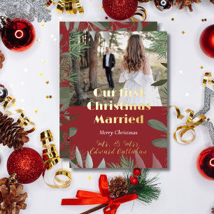 Elegant Bridal Photo Red 1st Christmas Married 