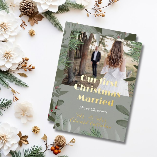 Elegant Bridal Photo Sage 1st Christmas Married  (Creator Uploaded)