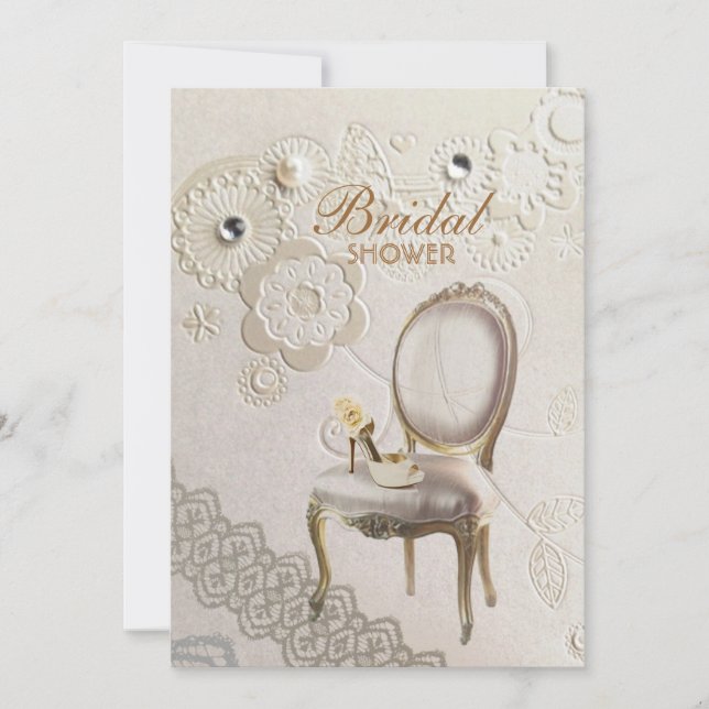 elegant bridal shoes paris vintage bridal shower invitation (Front)