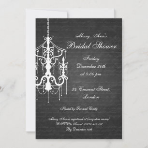 Elegant Bridal Shower Chandelier Black Invitation