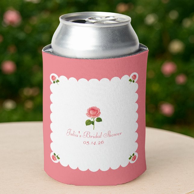 Elegant Bridal Shower Classic Dusty Rose Girly Can Cooler (Creator Uploaded)
