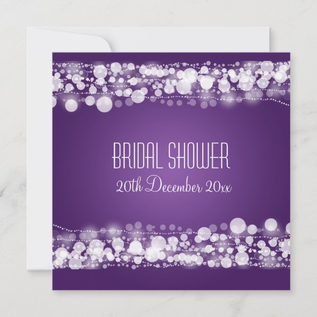 Elegant Bridal Shower  Dotted Purple Invitation (Front)