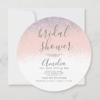 Elegant Bridal Shower Faux Ombré Glitter Pink 