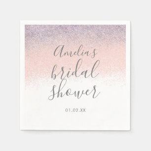 Elegant Bridal Shower Faux Ombré Glitter Pink   Napkin
