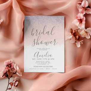 Elegant Bridal Shower Faux Ombré Glitter Pink Postcard