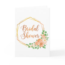 Elegant Bridal Shower Floral and Gold Art