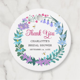 Elegant Bridal Shower Floral Wildflowers Garland Favour Tags