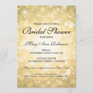 Elegant Bridal Shower Gold Winter Wonderland Invitation