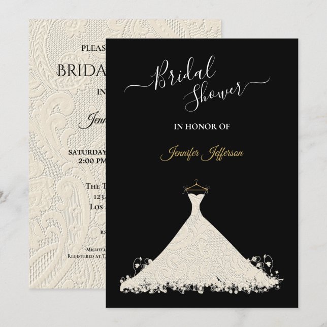 Elegant Bridal Shower Invitation (Front/Back)