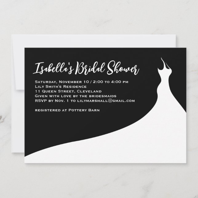 Elegant Bridal Shower Invitation black (Front)
