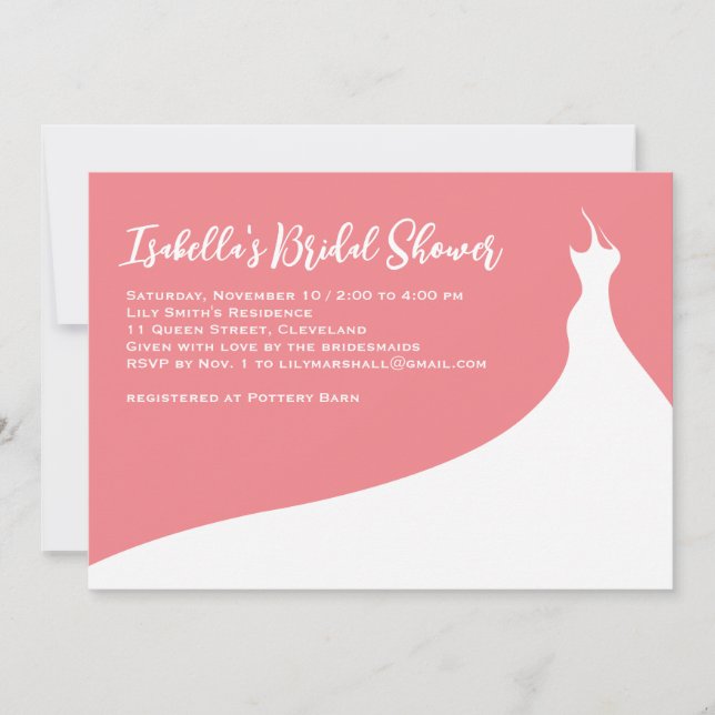 Elegant Bridal Shower Invitation coral (Front)