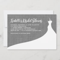 Elegant Bridal Shower Invitation grey linen