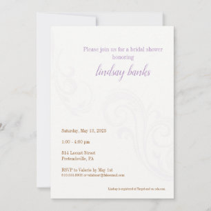 Elegant Bridal Shower Invitation, Lavender Invitation