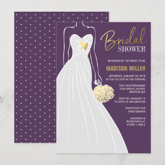 Elegant Bridal Shower Invitation | Purple and Gold