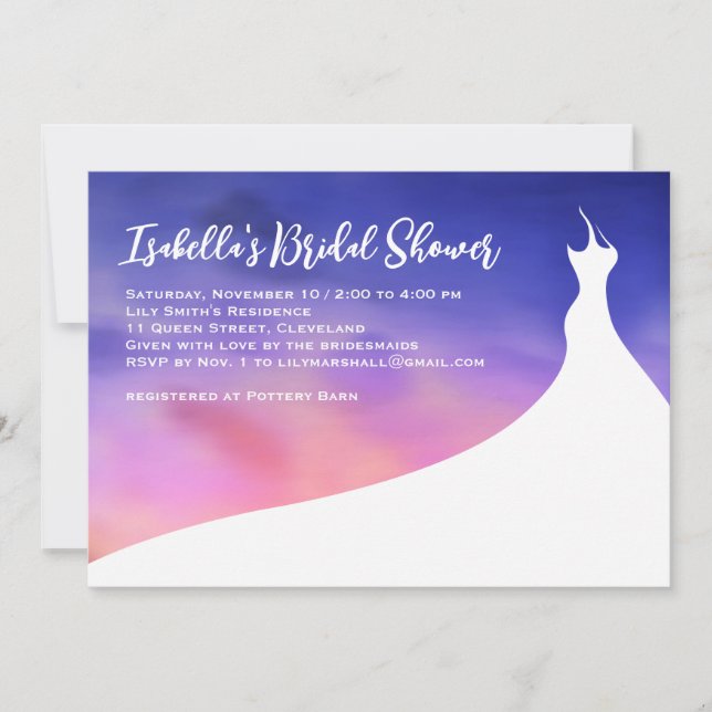 Elegant Bridal Shower Invitation purple watercolor (Front)