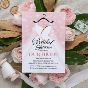 Elegant Bridal Shower Invitation with Wedding Gown