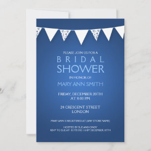 Elegant Bridal Shower Love Bunting Blue Invitation