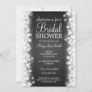 Elegant Bridal Shower Magic Sparkle Black Invitation