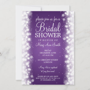 Elegant Bridal Shower Magic Sparkle Purple Invitation