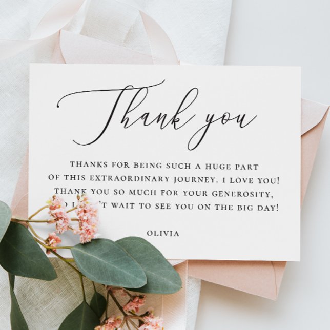 Elegant Bridal Shower Note | Minimalist Script Thank You Card (Creator Uploaded)