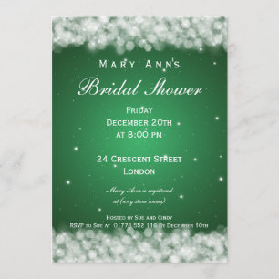 Elegant Bridal Shower Party Sparkle Emerald Green Invitation