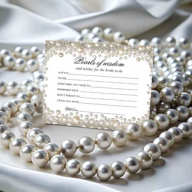 Elegant Bridal Shower Pearls of Wisdom Card (Creator Uploaded)
