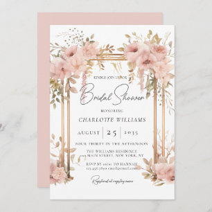 Elegant Bridal Shower Pink Floral Arch Invitation