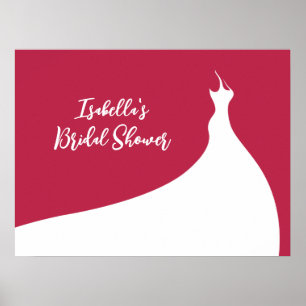 Elegant Bridal Shower Poster viva magenta