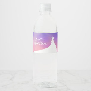 Elegant Bridal Shower purple watercolor Water Bottle Label