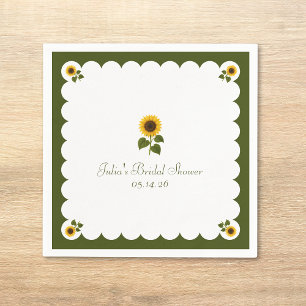 Elegant Bridal Shower Rustic Sunflower Olive Green Napkin