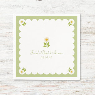 Elegant Bridal Shower Sage Green Daisy Cute Napkin